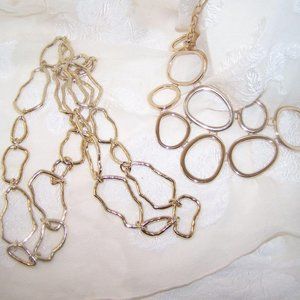 Necklaces-2 Circle Gold Tone Statement SMB